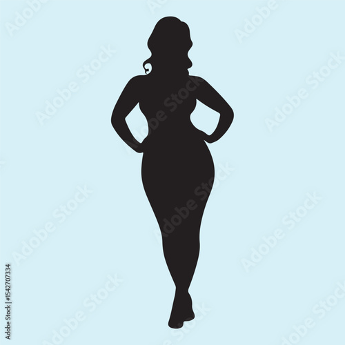 Full Body Curvy Girl Silhouette ,Empowered Female 