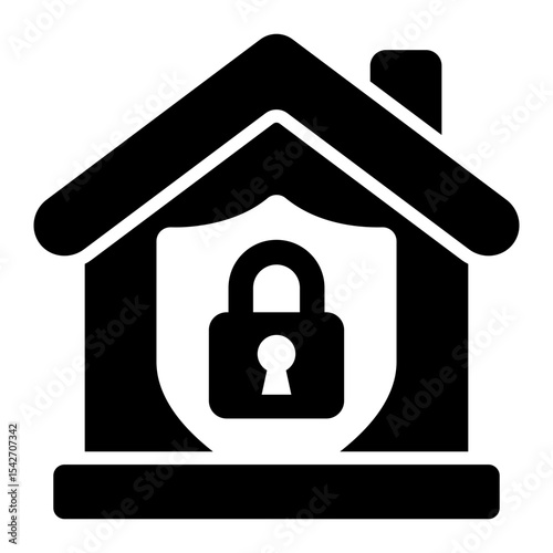 secured home glyph icon for safety residential property