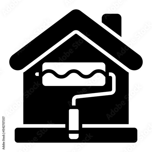 paint roller glyph icon for home renovation project