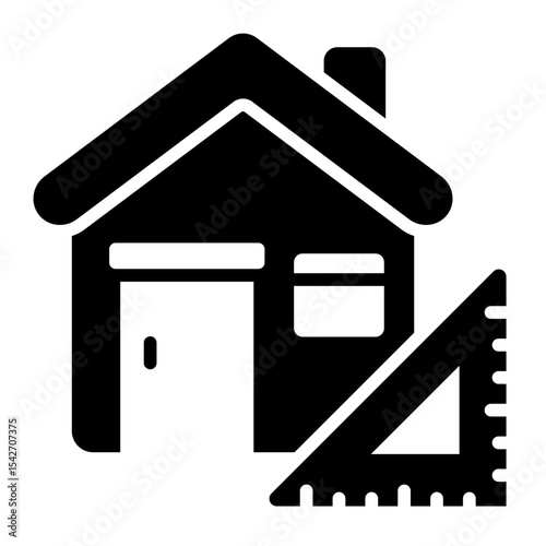 measuring tool glyph icon for home design project
