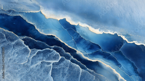 Luxury Abstract Agate Stone Texture in Blue and Gold Tones