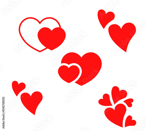 Red Heart Icon Set – Vector Collection of Love and Romance Symbols