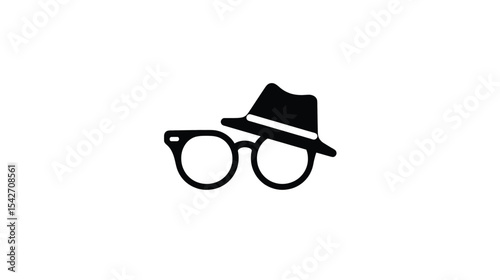 Stylish Minimalist Glasses and Hat Icon: Vector Graphic Design Element
