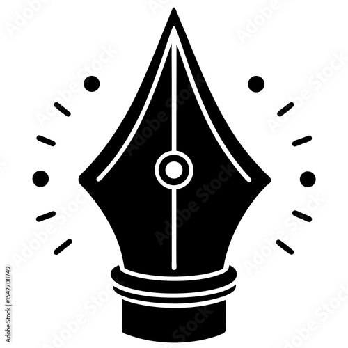 Black ink pen nib icon illustration