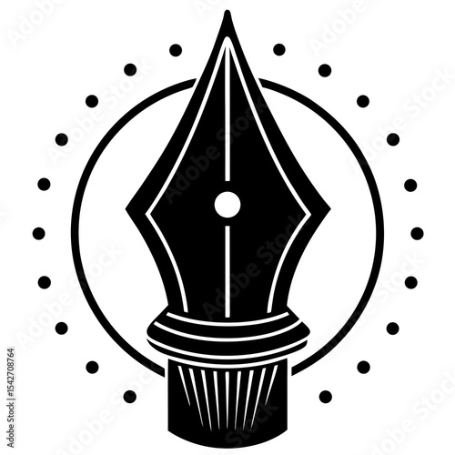Elegant black ink pen nib design element