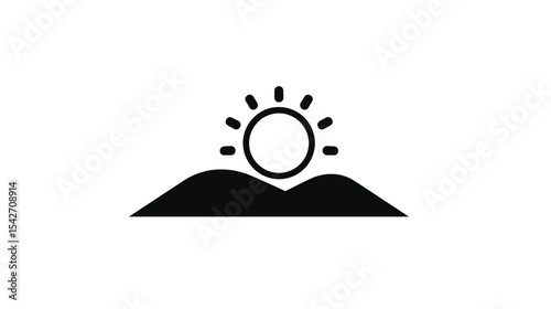 Minimalist Sun Over Hills: A Simple Landscape Icon