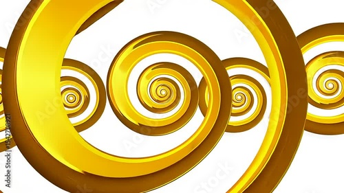 Golden spiral patterns creating a dynamic visual effect against a white background, ideal for design use