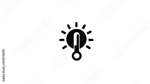 Sun and Thermometer Icon: Weather, Temperature, Heat, Climate Change Symbol