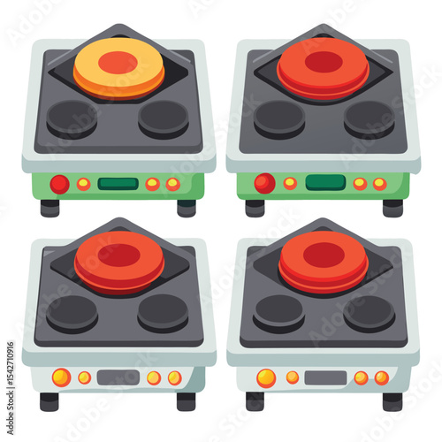 hot plate set isolated on white background