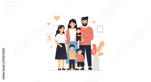 Family Portrait: Unity and Love in Vector Illustration