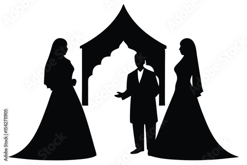 Hijabi bride and groom in nikah ceremony