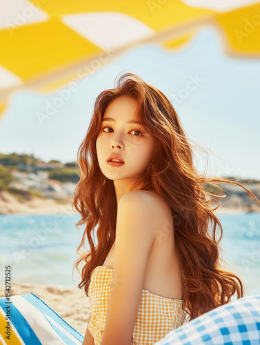 햇살 아래의 여름 미인
