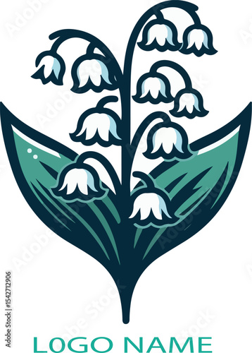 Lily of the valley flower Logo icon vector white background .