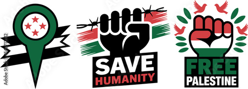 Palestine freedom save humanity support palestine free palestine peace for palestine justice for all editable stock vector illustration
