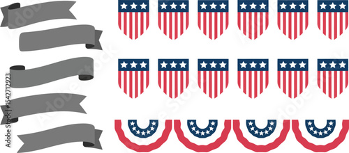 Patriotic banners and bunting vector illustration for usa independence day celebration design element 100 editable stock vector illustration