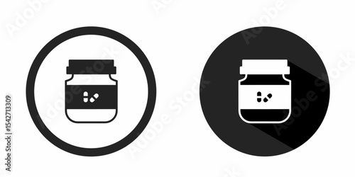 Medicine bottle logo. Medicine bottle icon vector design black color. Stock vector.