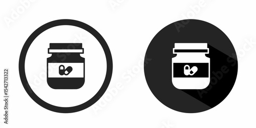 Medicine bottle logo. Medicine bottle icon vector design black color. Stock vector.