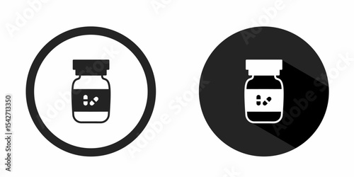 Medicine bottle logo. Medicine bottle icon vector design black color. Stock vector.