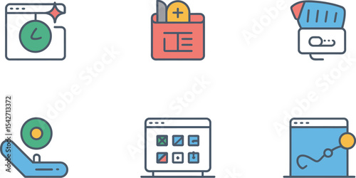 Vector icons set business and finance elements website development ui design graphic symbols illustration editable stock vector illustration