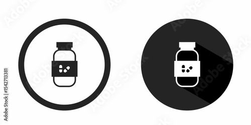 Medicine bottle logo. Medicine bottle icon vector design black color. Stock vector.