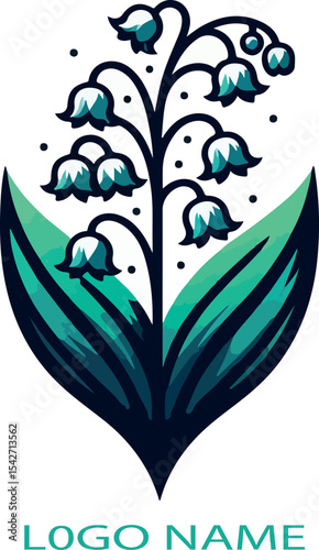 Lily of the valley flower Logo icon vector white background .