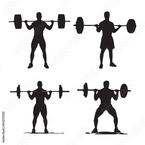 barbell silhouette set, Black & White silhouette set