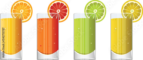 Glass of Fresh Fruit Juice – Refreshing & Vibrant Vector Illustration (Editable EPS)