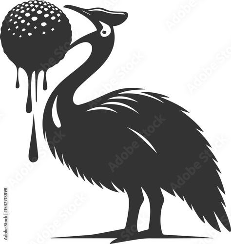 Black illustration vector of a cassowary bird silhouette drawing