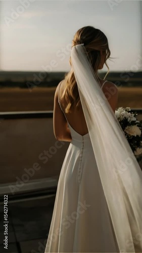 Veil Flowing in Slow Motion clip of a bride’s veil gently blowing in the wind  ideal for Reels or bridal dress campaigns 4k