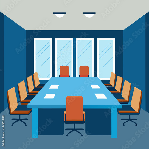Conference room set up for a business meeting vector background.