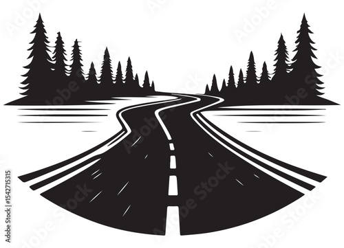 Scenic Road Ahead Illustration Forest Trees Path Graphic Element