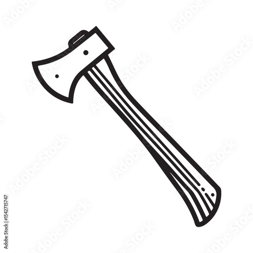 Wood cutting axe illustration for chopping with wooden handle