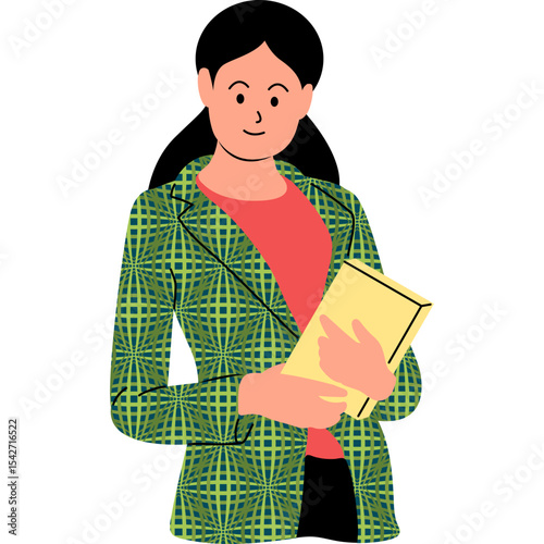 Folder Files Flat Illustration Vector Style, Student Holding Folder with Paper Files