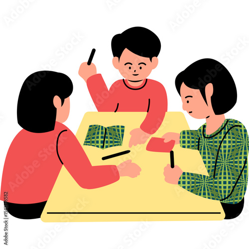 Group Study Flat Illustration Vector Style, Group of Students Studying Together