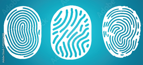Digital vector fingerprint scan icons in 3 different sizes of thickness