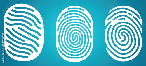 Digital vector fingerprint scan icons in 3 different sizes of thickness