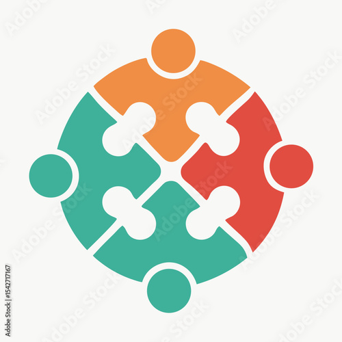 Puzzle pieces fitting together to form a wellness symbol vector on white background.