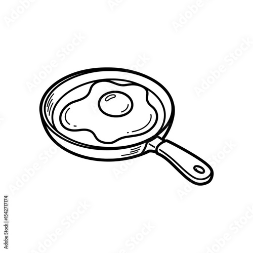 Fried Egg in Skillet Pan – Simple Breakfast Icon for Food Recipes, Menu Graphics, or Cooking Themes – Vector Illustration