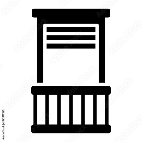 shuttered balcony glyph icon for classic home exterior window
