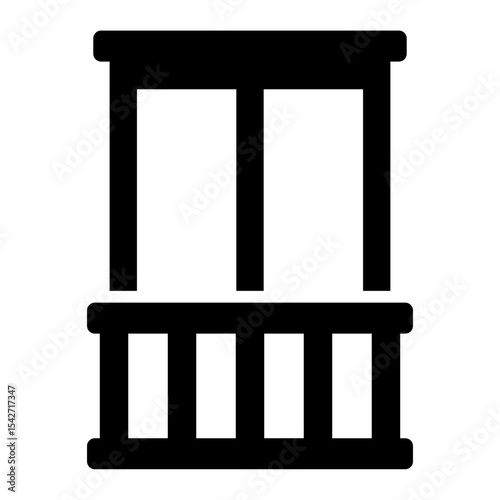 glass door balcony glyph icon for modern residential architecture