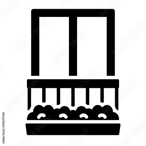balcony with flower box glyph icon for decorative apartment design
