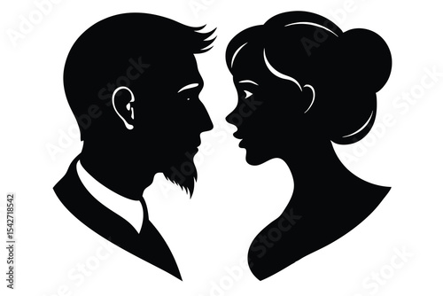 Silhouette profile of a hipster couple