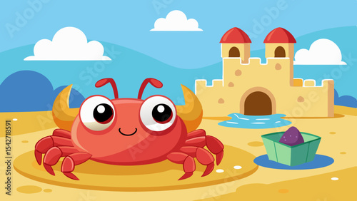 A tiny crab diligently builds a miniature sandcastle on the ocean floor a charming seabed scene