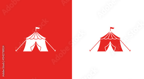 Vector SVG Design of a Circus Tent Icon in Red and White Flat Design Style