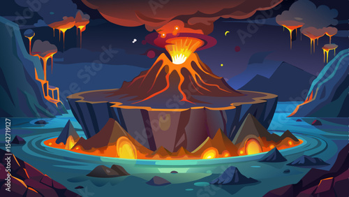 Glowing Minerals Illuminate an Underwater Volcanic Vent Scene in Vivid Detail