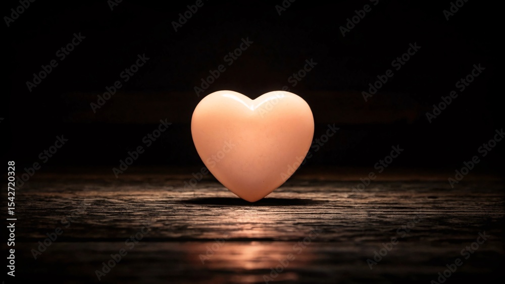Fototapeta premium Heart shape candle light on wooden table. 