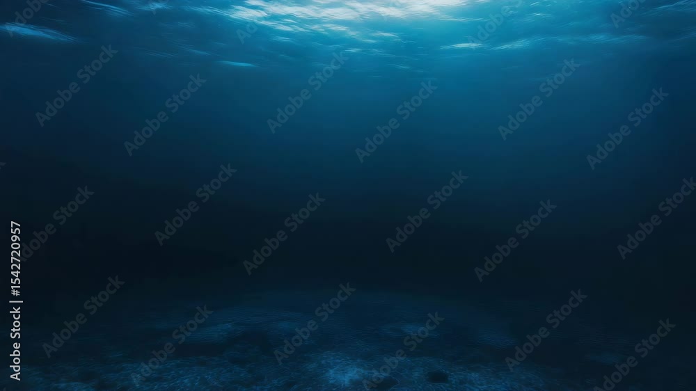Deep Blue Ocean Floor Underwater Scene Dark Water Background Deep Blue Ocean Floor Underwater Scene Dark Water Background