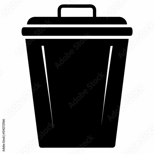 garbage bin silhouette vector black on white background