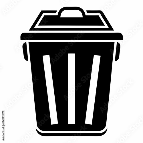 garbage bin silhouette vector black on white background