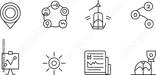 Business strategy planning roadmap vision journey icons set for success and growth illustration vector editable stock vector illustration